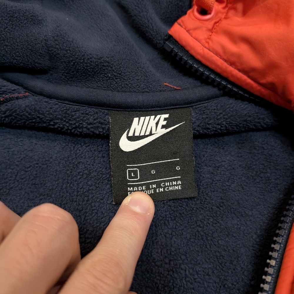 Nike Sportswear Polar Fleece Windrunner Men's L Red Navy Full Zip Hooded - Picture 3 of 7